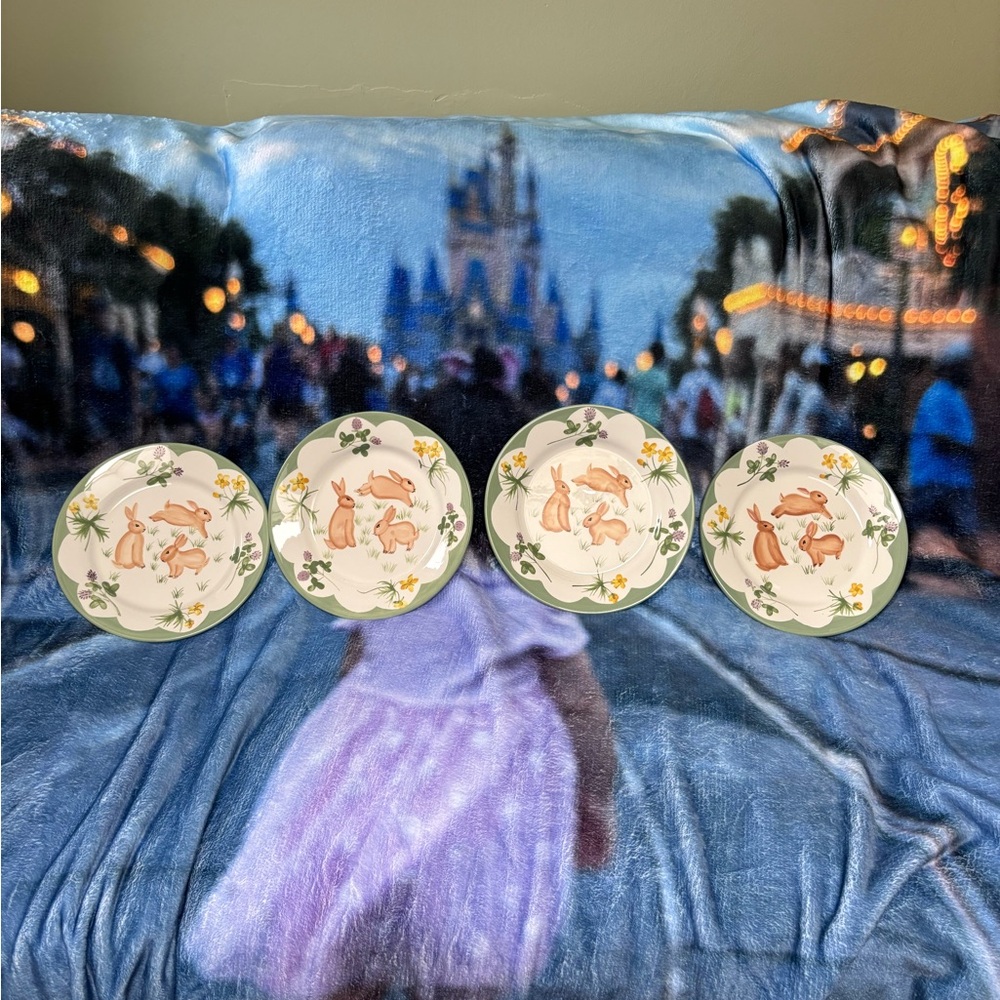 Vintage Easter Bunny and Floral Plates Set if 4 NWT